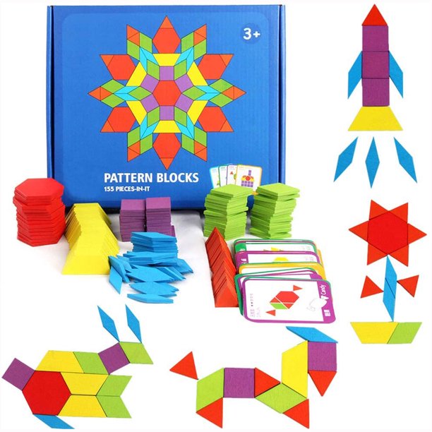 Juego de bloques de piezas para niños, rompecabezas con forma geométrica, clásico, educativo, Montessori, Tangram, 155