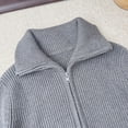 thumbnail image 5 of KHONTS Girls Double Zipper Cardigan Sweaters Lapel Slim Sweater Coat Short Knitted Tops,Sizes 1-14 Years Light Gray 160, 5 of 6