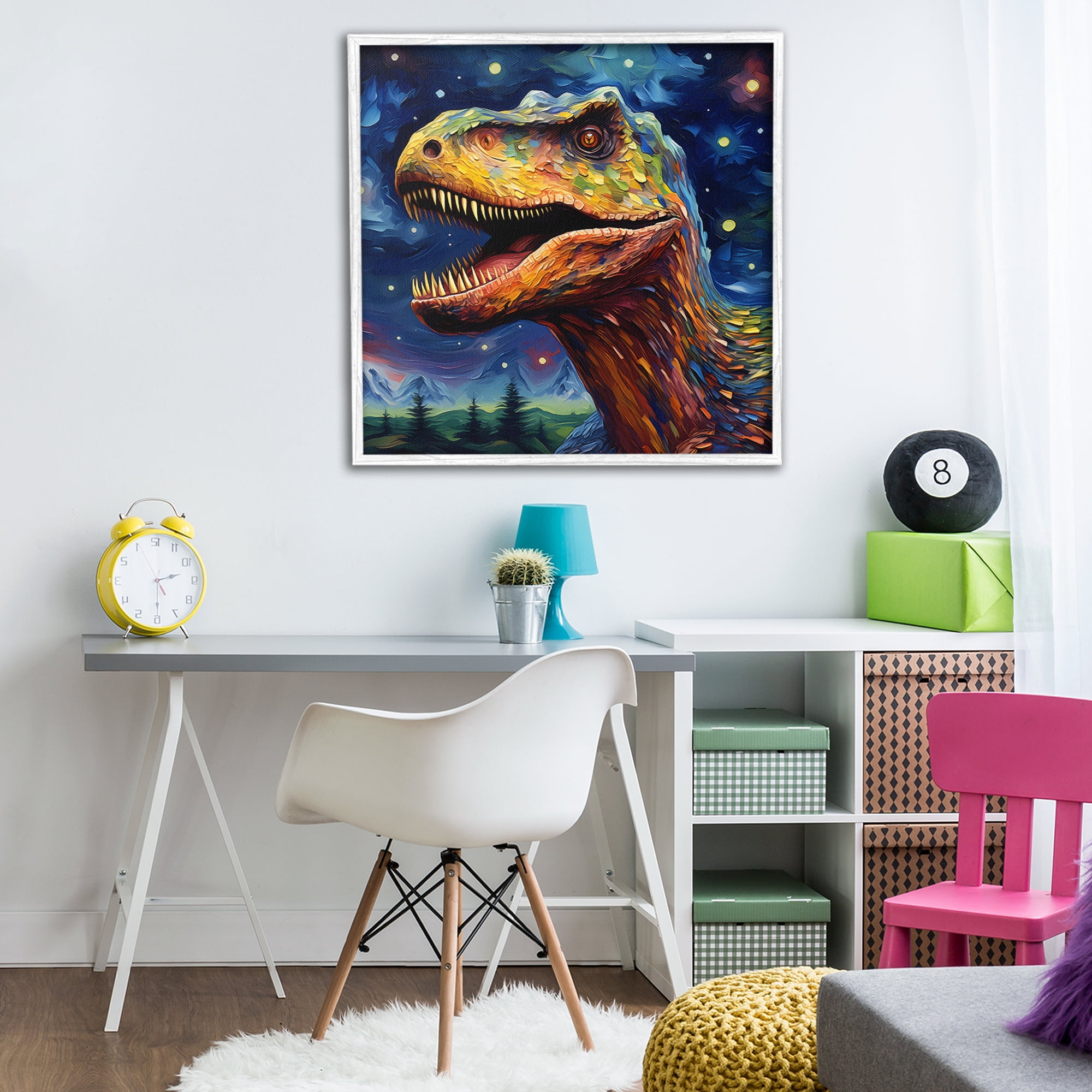 Stupell Industries Starry Sky Dinosaur White Framed Giclee Art, design by Creative Studio