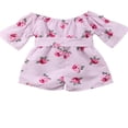 thumbnail image 2 of Baby Girls Flower Off-Shoulder Romper Overall Clothes Sunsuit, 2 of 5