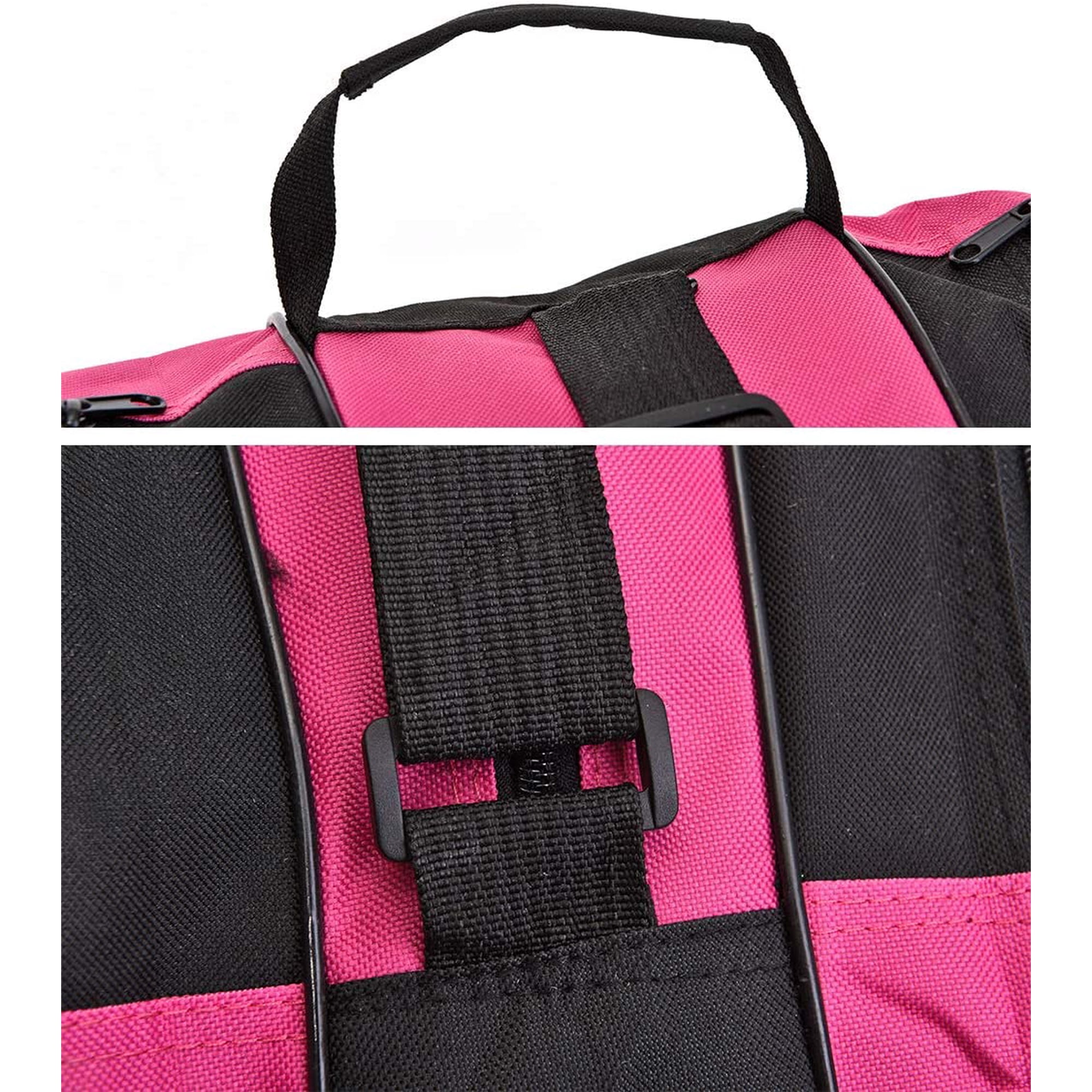 WIYETY Sac à Patins – Tissu Oxford 39x20x38 Cm – Maille Respirante – Sangle Réglable – Noir Et Rose – Pour Patins à Roulettes Ou Patins à Glace
