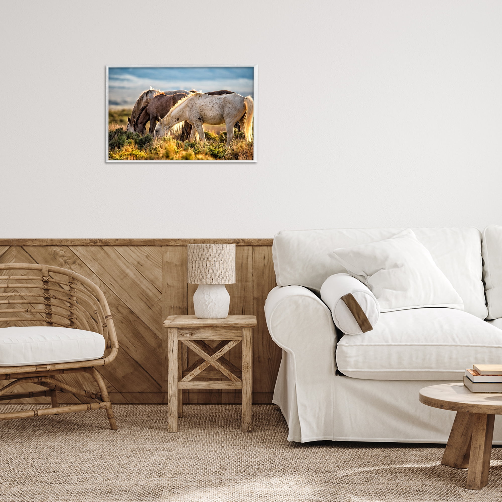 Stupell Industries Equine Evening Graze White Framed Giclee Art, design by Tim West