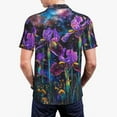 thumbnail image 3 of Balery Starry Night Iris Field Printed Men’s Short Sleeve Polo Shirt, Midweight Men's Shirt,Golf Polo shirts -4X-Large, 3 of 8