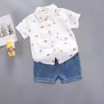 thumbnail image 2 of Odeerbi 6M-5Y Niños Trajes de Verano Algodón Manga Corta Camisa Jeans Pantalones Cortos Conjunto Coche Impreso Camisa Denim Pantalones Cortos Dos Piezas, 2 of 5
