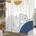 thumbnail image 4 of 72x84 Inch Abstract Trees Shower Curtain Burning Sun Mountain Trees Forest Minimalist Art Line Shower Curtain Modern Bathroom Decor Polyester Fabric Cloth Waterproof Set with Hooks, 4 of 6