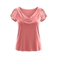 thumbnail image 5 of Camisas de Color Sólido para las Mujeres Plisado Estirable Puños Cuello en V Suéter de Manga Larga Blusa, Camisas de Manga Larga de las Mujeres, 5 of 5