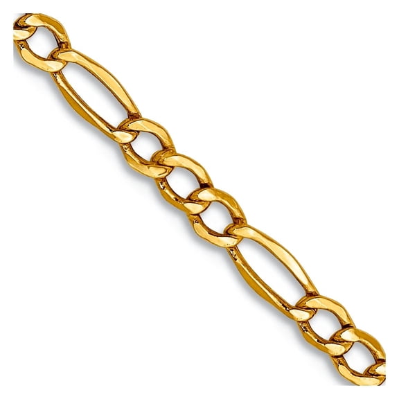 14k Yellow Gold 2.5mm Semi-solid Figaro Chain Necklace 26 Inch Chain Necklace for Women and Men