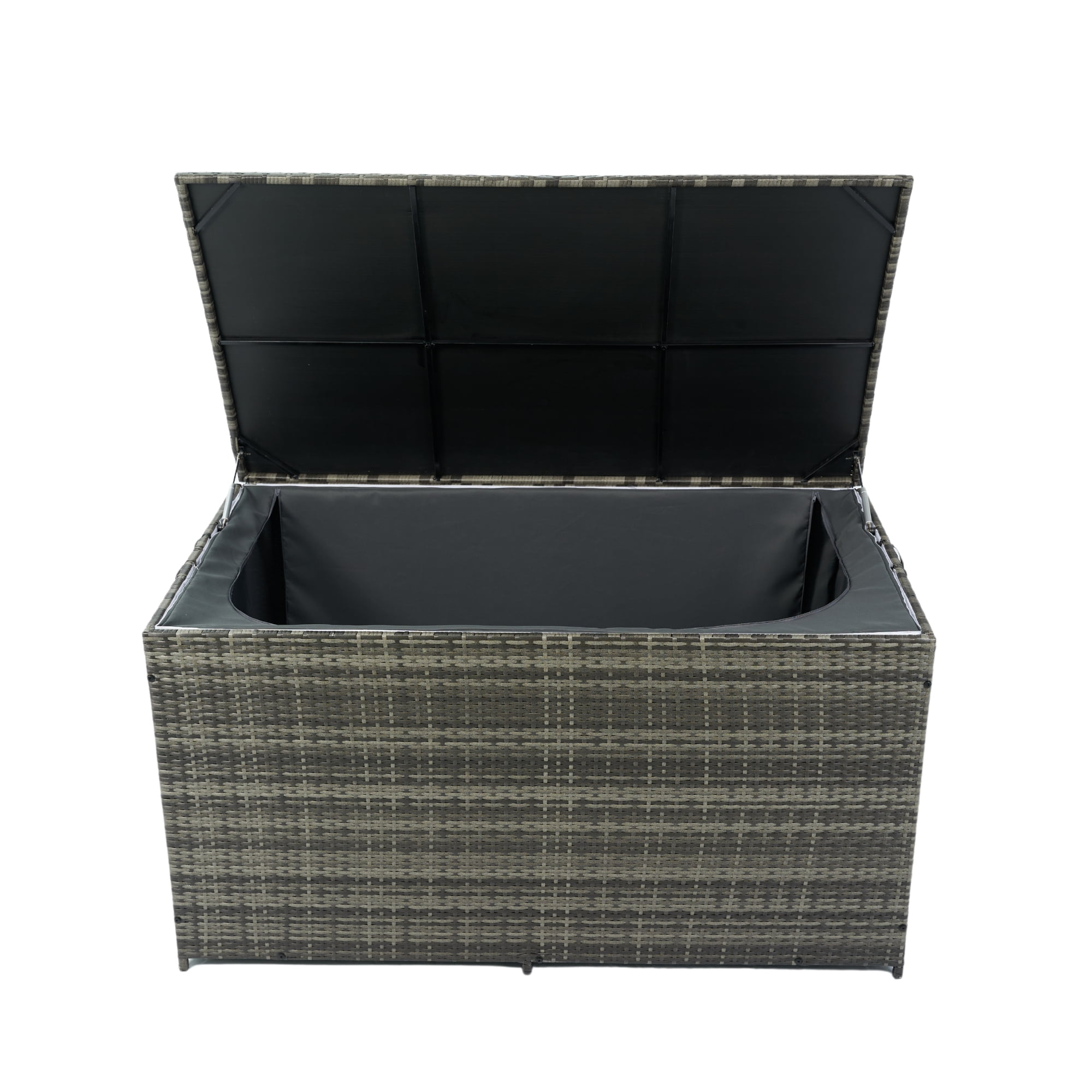 Aimee Lii Outdoor Storage Box, 200 Gallon Wicker Patio Deck Boxes with Lid, Outdoor Toy Storage for Kids, Gray