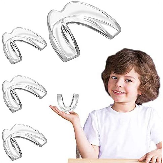 Paquete de 4 Protector Bucal Maleable JM para Niños para Rechinar los Dientes con Funda Protectora