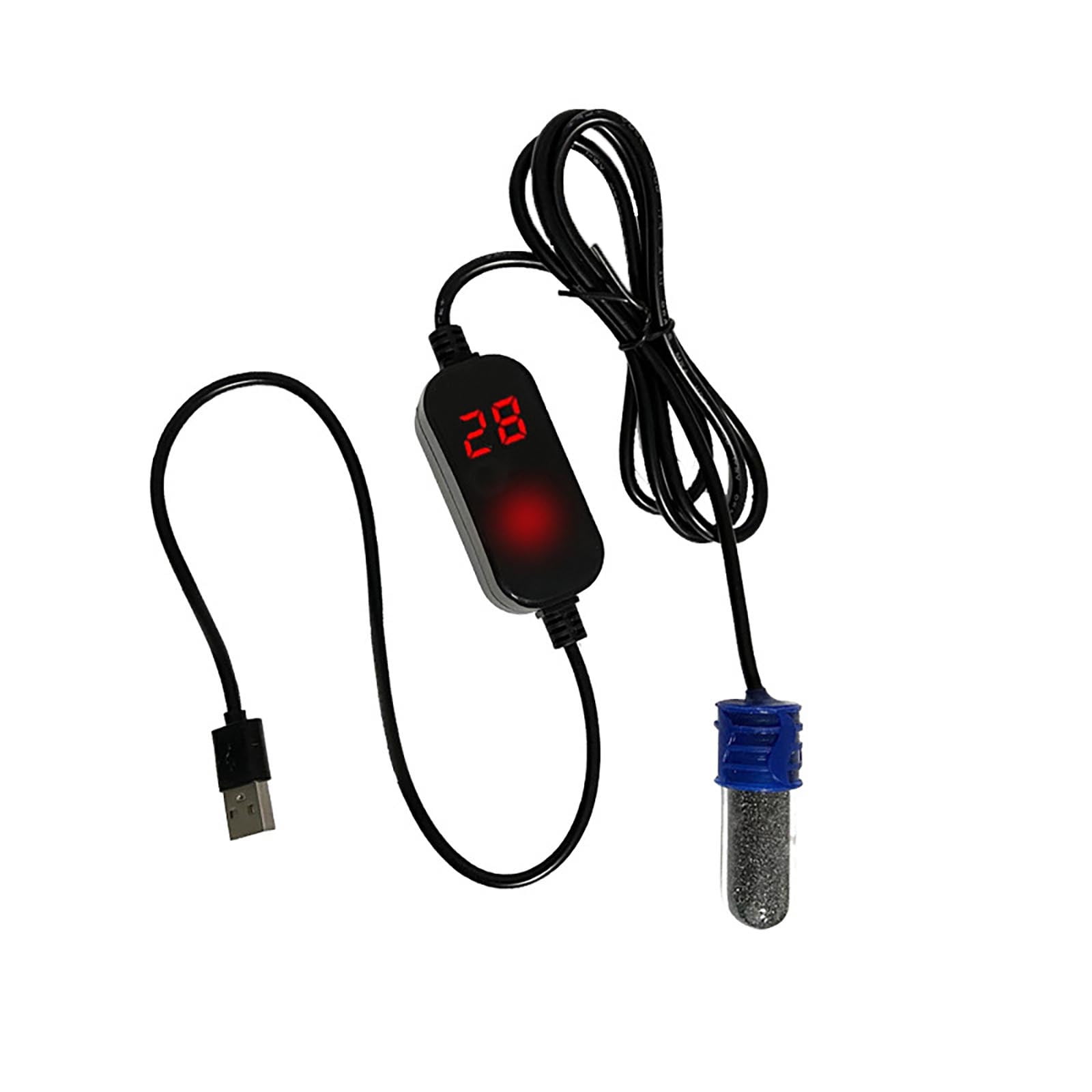 USB Submersible Aquarium Heater for Turtle and Tanks with Digital Screen - Thermostatic Heating Rod for Indoor Small Aquariums and Reptile Setups, 140X2.5 cm, Black