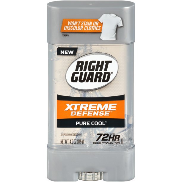 Right Guard Xtreme Defense Antiperspirant Deodorant Gel, Pure Cool, 4