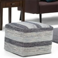 thumbnail image 2 of Trent Home Boho Square Pouf in Patterned Blue Melange Cotton, 2 of 6