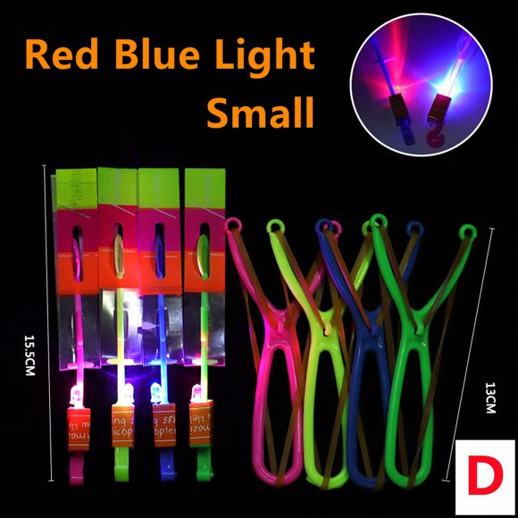 Nouveau 100-5 Pcs Jouet Lumineux Incroyable Flèche Fusée Hélicoptère Jouet Volant Lumière LED Jouets Fête Amusant Cadeaux de Noël Catapulte à Bande Élastique