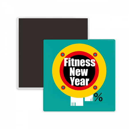 

New Year Day Fitness Wishes Happy Square Ceracs Fridge Magnet Keepsake Memento