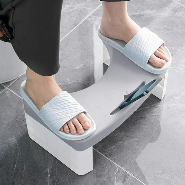 HLONKToilet Stool Squatting Poop Stool Bathroom Potty Step Stool Toilet Assistance Steps Stackable and Detachable - Blue Portable and Space-Saving Design for Home Use Gray