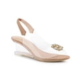 thumbnail image 1 of BLISSFUL STEP Chaussures pour Femmes Talons Compensés Transparents à Strass Bout Ouvert Slingback Chaussures Transparentes Nude 11, 1 of 7