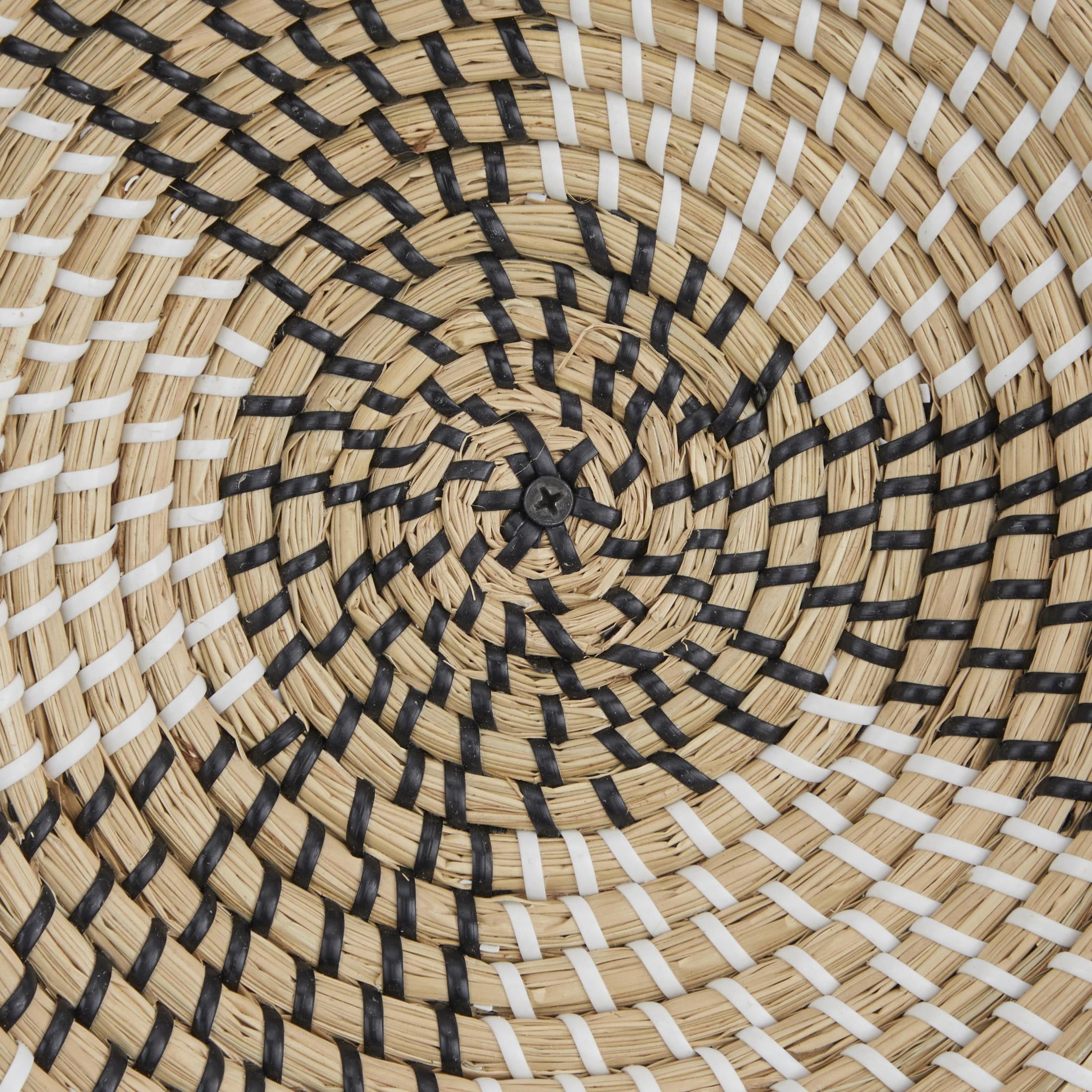 DecMode Orange Seagrass Handmade Patterned Basket Plate Wall Decor (6 Count)
