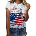 thumbnail image 1 of USSUMA Womens Summer Tops and Blouses Trendy Crewneck 4th of July Stars Striped T-Shirts for Women Dressy Casual Short Sleeve Patriotic USA Flag Shirt Tunics Plus Beach, 1 of 4