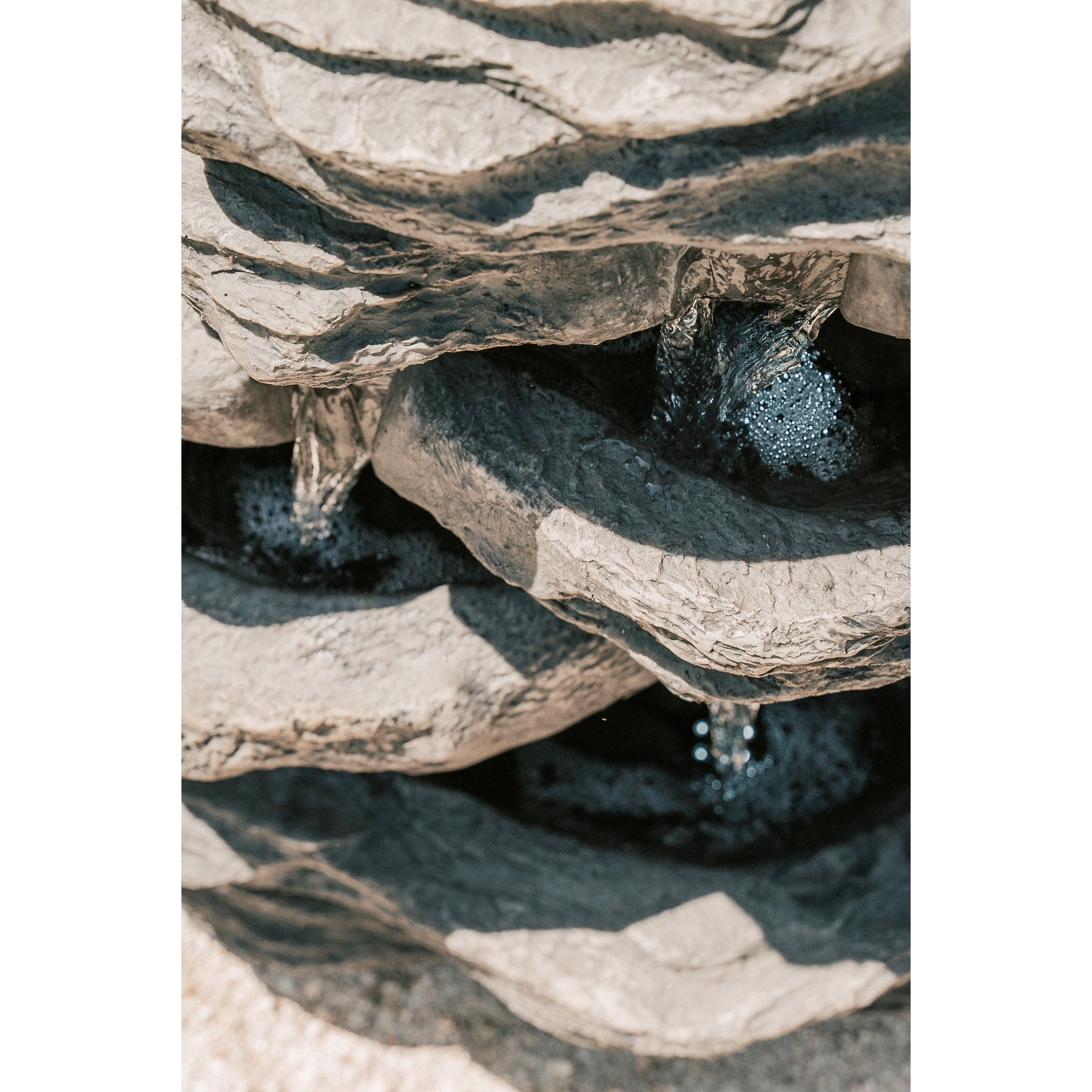 Xbrand 23.6"H Polystone/Stone Powder Indoor Outdoor 3-Tier Rocky Water Fountain with LED Lights for Home Garden Yard Décor