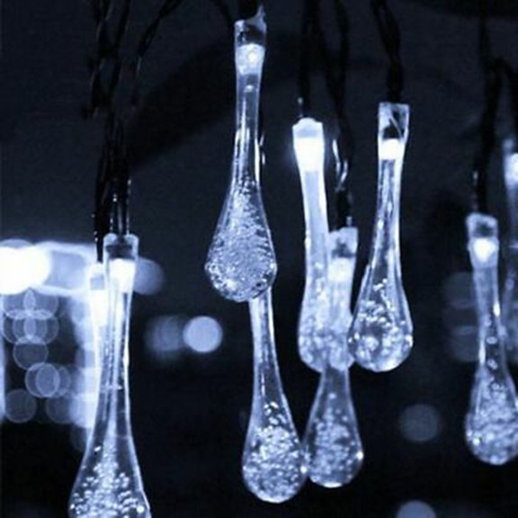 Gcvizuso Christmas Lights, String Lights, Outdoor Garden Party 20 LED Teardrop Solar Garden Lantern String