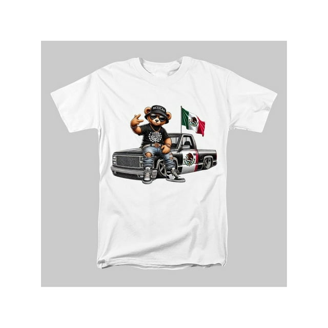 Hip Hop Mexican Bear T-Shirt, Teddy Bear Shirt, Mexican Tee, Mexico Flag, Cool Pick up Truck, Mexican Truck, Gift for Men, Gift for Women