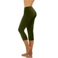 thumbnail image 4 of Women Yoga Pants with Pockets Fall Capri Length Elastic Waist Straight Leg Workout Casual Solid Color Stretchy Petite Pants Summer Running Hiking Track Workout Plus Size Leggings, 4 of 7