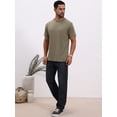 thumbnail image 2 of DARING DIVA Men's Crew Neck Short Sleeve Solid Color Retro Style T-Shirt M Khaki, 2 of 7