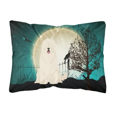 Carolines Treasures BB2214PW1216 Halloween Scary South Russian Sheepdog Canvas Fabric Decorative Pillow, 12H x16W,