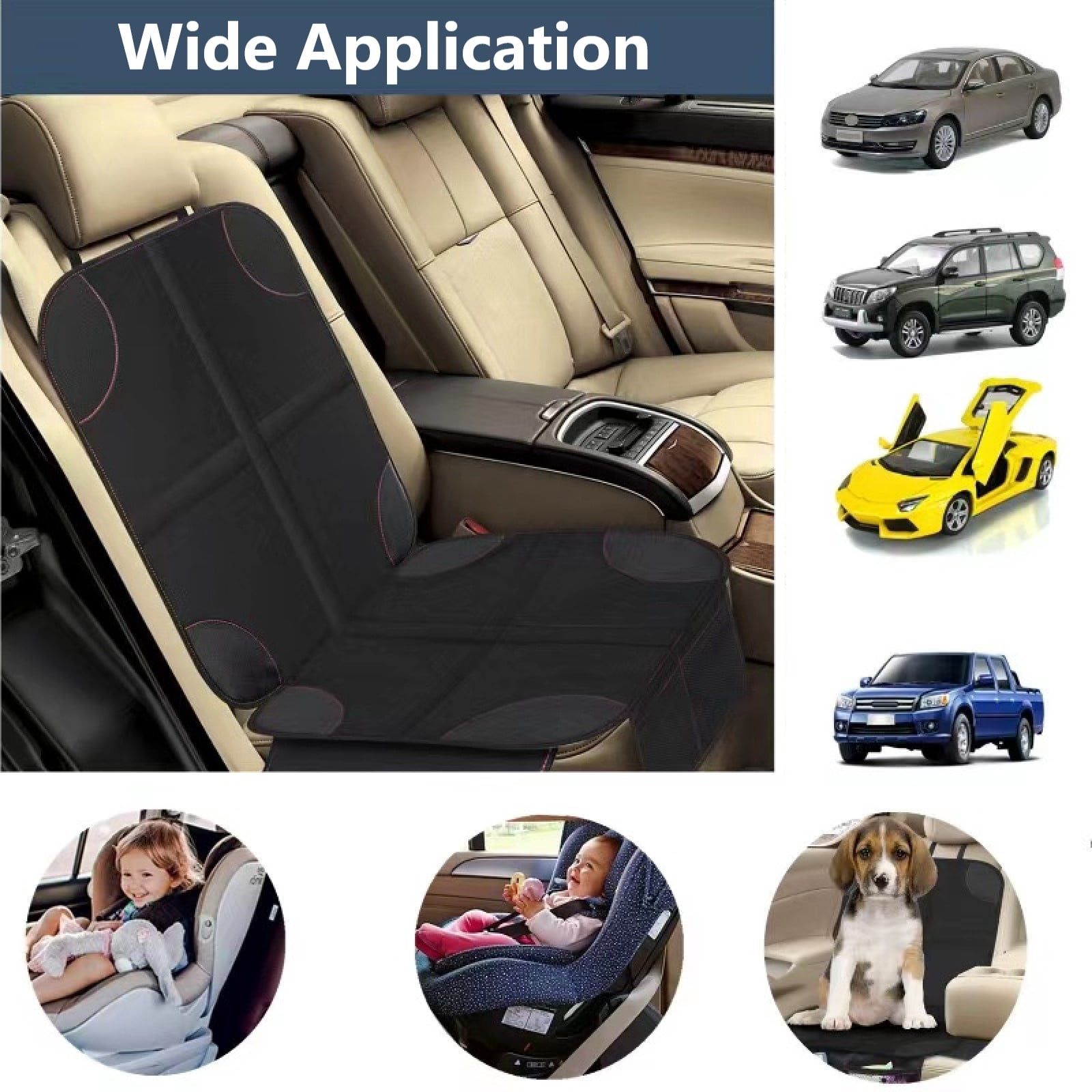 Pecham 2PCS Car Seat Protector, Waterproof Car Seat Cover with Non-Slip Backing, 2 Mesh Pockets, Car seat Protector for Travel Vehicles Baby Pets - Black
