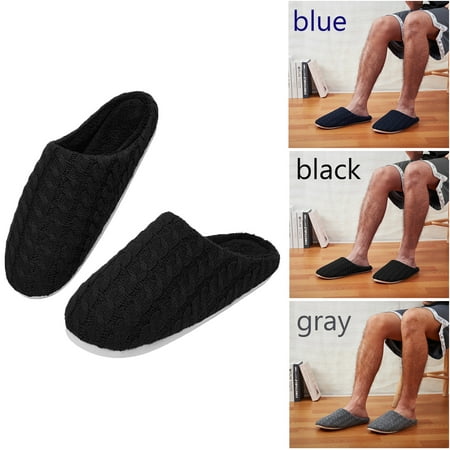 

Men s Knit Slipper Cozy Memory Foam Scuff Slippers with Non-Slip Sole