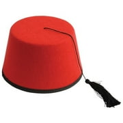Classic Moroccan Felt Fez Child Costume Hat, Red Black, One-Size 4.5" Tall