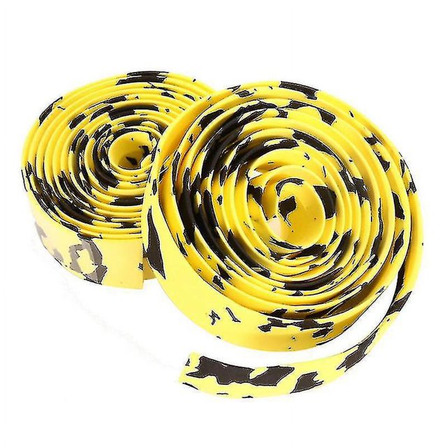 2 X nueva cinta de manillar de corcho para deportes de bicicleta de carretera con tapones de barra (amarillo y negro)