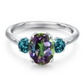 thumbnail image 3 of Gem Stone King 925 Sterling Silver Green Mystic Topaz and London Blue Topaz Engagement Ring for Women | 2.96 Cttw | Oval 9X7MM | Gemstone November Birthstone | Size 5, 3 of 6