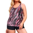 thumbnail image 1 of Yonique Plus Size Tankini Swimsuits for Women Blouson Tankini Tops with Swim Shorts Two Piece Bathing Suits, Pink, 1 of 5