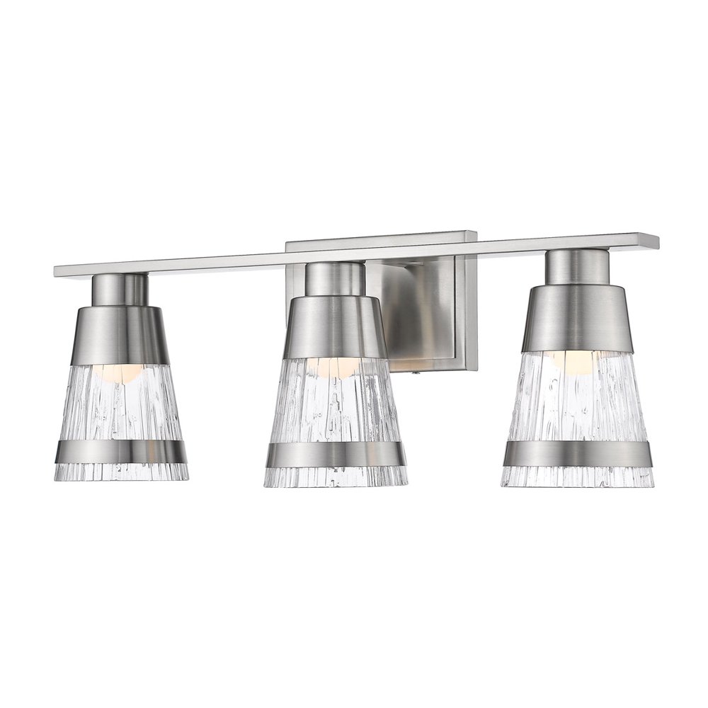 Bathroom Vanity 3 Light Fixtures With Brushed Nickel Finish Steel