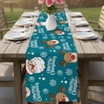 thumbnail image 4 of Christmas Santa Claus Table Runner 72 Inches, Cartoon Xmas Elk Snowflakes Blue Bed Runner Dresser Scarves Tabletop for Indoor Outdoor Parties/Ceremony/Banquet, 13" x 72", 4 of 8