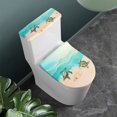 thumbnail image 2 of COEQINE Easy Installation Toilet Lid Cover and Toilet Tank Cover, Sea Turtle Star Sea Beach 2 Piece Stretchable Elastic Bottom Breathable Toilet Cover Set, 2 of 7