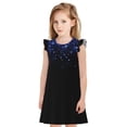 thumbnail image 1 of Balery Black Blue Glitter Sparkles Camisón de princesa para niñas, pijama de algodón con mangas abullonadas, suave y bonito.-XX-Large, 1 of 6