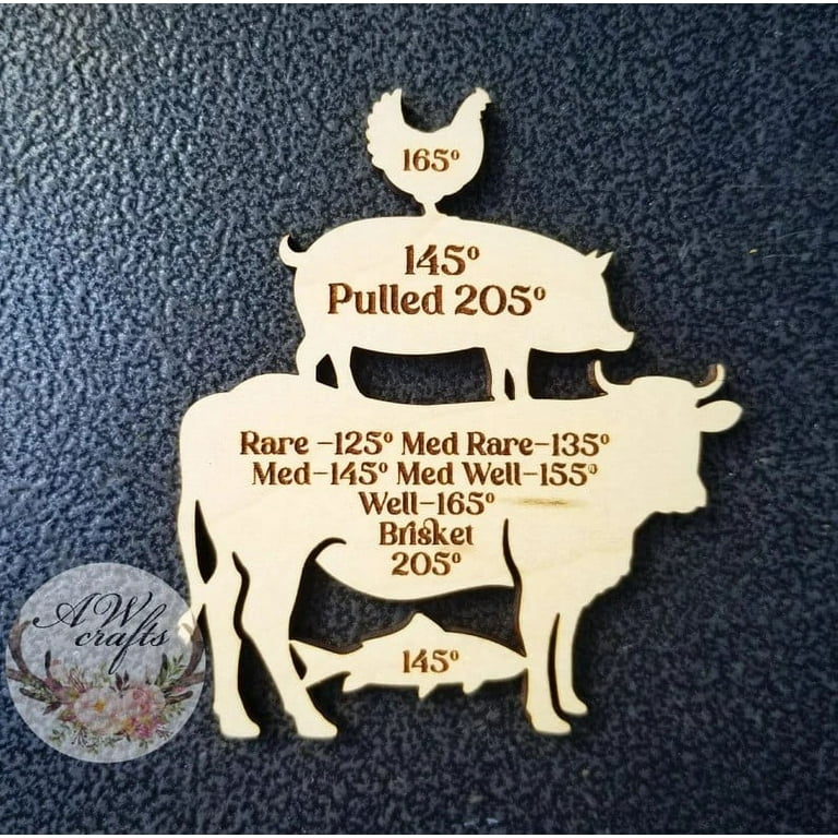 Quick Reference Wooden Meat Temperature Magnet // Father's Day Gift // –  Fox & Scout Designs