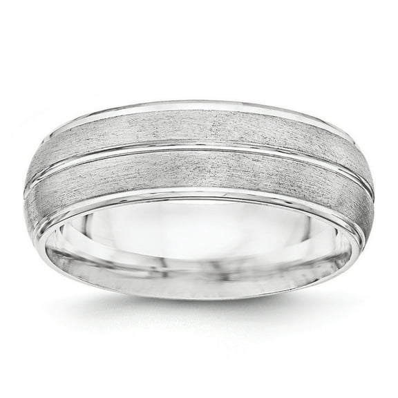 Sterling Silver 7mm Brushed Domed Grooved Fancy Band Size 12 QWB106B