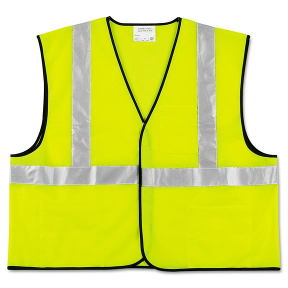 Class 2 Safety Vest, Fluorescent Lime W/silver Stripe, Polyester, X-Large | Bundle of 5 Each