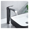 thumbnail image 4 of Waterfall Square Bathroom Basin Faucet Brass Material Surface Blackened Deck Installation Hot and Cold Water Basin Sink Faucet, 4 of 7