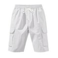 thumbnail image 6 of QingYiHua Men's Casual Drawstring Shorts Elastic Waist Outdoor Cargo Shorts Walking Shorts Summer Beach Shorts with Pockets 2025 Trendy Mens Clothes Flash&nbsp;Deals White,3XL, 6 of 9