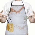 thumbnail image 2 of White Rose Gold Marble Pattern Apron-Garden Aprons for Women with Pockets-Cotton Linen Waterproof Kitchen Cooking Gardening Aprons Adjustable for Kitchen,Cooking,BBQ and Salon 33x27 Inch, 2 of 7