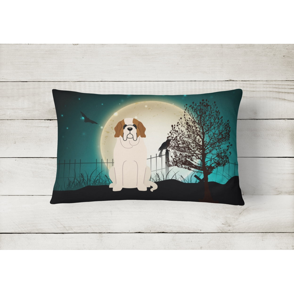 Carolines Treasures BB2225PW1216 Halloween Scary Saint Bernard Canvas Fabric Decorative Pillow, 12H x16W, multicolor