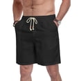 thumbnail image 5 of GIRUNS Men's Linen Shorts Casual Summer Beach Drawstring Elastic Waist Shorts with Pocket Black XL, 5 of 7