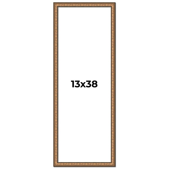 13x38 Frame Gold Real Wood Picture Frame Width 1.25 inches | Interior Frame Depth 0.5 inches |
