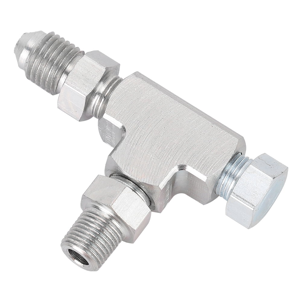 Tebru Adapter Fitting Tee 3 Way 1/8 NPT to 4AN & Plug Block Oil Feed