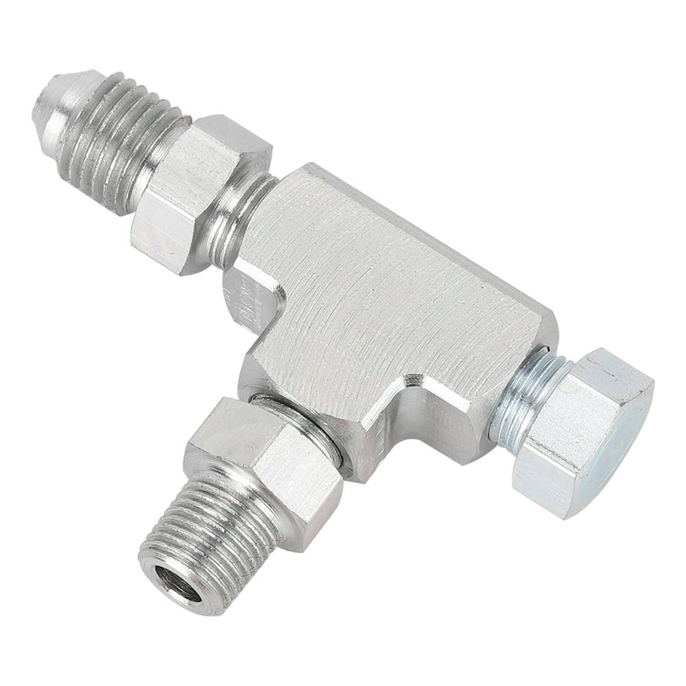 Tebru Adapter Fitting Tee 3 Way 1/8 NPT to 4AN & Plug Block Oil Feed