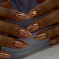 thumbnail image 2 of KUFptva 24pcs Artificial Nails with Floral Almond False Nails Glossy Press on Nails Manicure Acrylic Stick on Nails, 2 of 7
